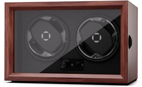 KLARSTEIN Remontoir pour Montres automatiques, Remontoir de Montre Automatique pour 2 Montres, avec Porte en Acrylique, LED Bleues, Remontoir de Montre avec 4 réglages TPJ