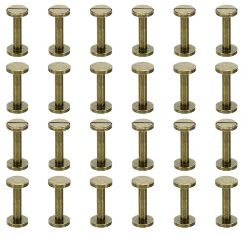 PATIKIL M4x18mm Chicago-Schrauben, 25 Sets Messing Chicago-Schrauben mit Schlitzbindungspfosten für Ledergürtel, Scrapbook-Fotoalben, Bronze