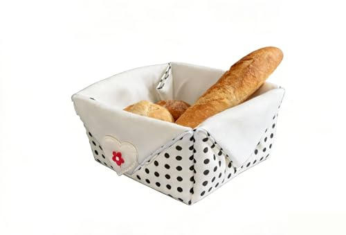 HOME ZEN HOUSEHOLD LINEN bestickter Brotkorb 15 x 15 x 10 cm, edler Stoff, Shabby Chic Stil Tirol Provence, 3 Modelle, (SHABBY CHIC GALLO)