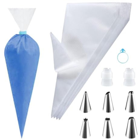 Sacchetti per tubazioni da forno, Sacchetti per decorare torte - Sacchetti per torte per glassare - Set di sac à poche multifunzionali per torte, kit per decorazione torte con 100 sac à poche, accoppi