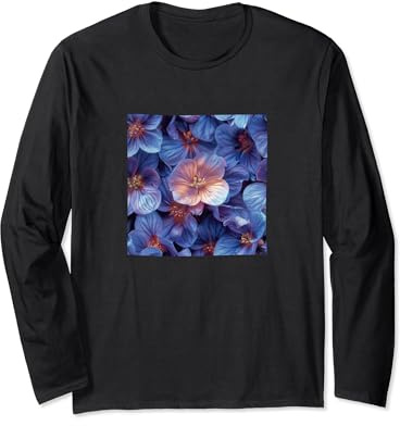 Bergenia Flower Pattern Graphic Long Sleeve T-Shirt