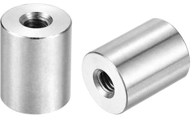 sourcing map 5Pcs M6 Round Connector Nuts, 304 Stainless Steel Coupling Nut 20mm/0.8 Length Sleeve Rod Bar Stud Nut for Bracket, M6x20x16mm