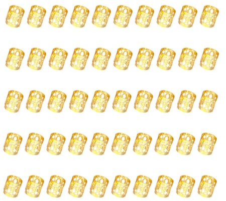 50 PCS haarschmuck gold,50 Stück Gold-Haarschmuck für Zöpfe,Perlen Flechtet Haar Schmuck,Haaranhänger für Frauen, Metall-Gold-Zöpfe, dreadlocks schmuck damen,haar ringe,haarringe für zöpfe