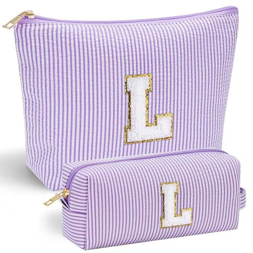 Parima Personalisierte Kosmetiktasche Mädchen, Kosmetiktasche Damen Make up tasche mit Buchstaben L Reise Schminktasche Geschenke für Frauen Freundin Mama Schwester Geschenk Teenager Mädchen Geschenke