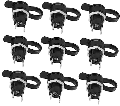 24 Stück Dc Strombuchsen 5,5mm 2,1mm Schwarz Kunststoff | Einbaubuchsen mit Schutzkappen, für Elektronische Geräte und 5,5-mm Dc Stecker, 12 12 Satz