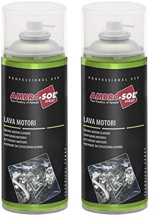 Ambro-Sol A473 Lava Motori per la Pulizia Esterna dei Motori, Scioglie Grassi e Oli, Rimuove Residui di Catrame e Asfalto da Macchinari e Attrezzi, Bomb. in Banda Stagnata Riciclabile 400 ml, Trasp.