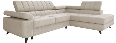 Mirjan24 Ecksofa Kaspro Premium, Eckcouch mit Schlaffunktion und Bettkasten, Polstersofa, L-Form Sofa, Couch, Wohnlandschaft, Polstergarnitur, Bettsofa, Polsterecke (Baloo 2074, Seite: Rechts)