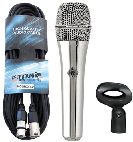 Telefunken M80 Chrome - Micrófono dinámico + cable XLR (6 m)