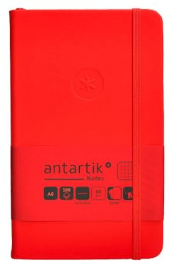 Antartik Notizheft mit Gummiband, fester Einband, A6 Blatt, kariert, Rot, 100 Blatt, 80 g, FSC