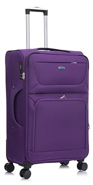 Aerostar Large 29” Lightweight Softshell Expandable Suitcase, Integrated Combination Lock, 4 Wheels Check in Luggage for 23kg (Purple Haze, 112 litres)