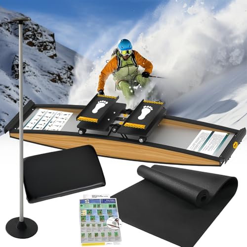 IEOWY Ski-Trainingsgerät, 3D-Crosstrainer, simuliertes Ski-Gerät, Indoor-Simulations-Ski-/Ruder-Aerobic-Gerät, stumme Gummirollen und Stabiler Körper, für das Training von Taille, Bauch und Beinen