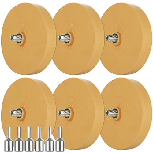 FVIEXE 6 Stück 8,9 cm Aufkleber Entferner Rad, Kleber Entferner Gummi Rad Aufkleber Entferner für Bohrer, Rad, Grafiken, Nadelstreifen, Aufkleberentferner, Auto-Aufkleber, Vinyl-Klebebandentferner,