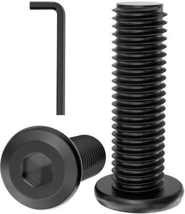 GUEEYUAW 20 Pièces M6 x 10 mm Noir Vis Hexagonales à Tête Plate 304 Acier Inoxydable A2 V2A Avec Clé Hexagonale Peut être Utilisé à l'extérieur