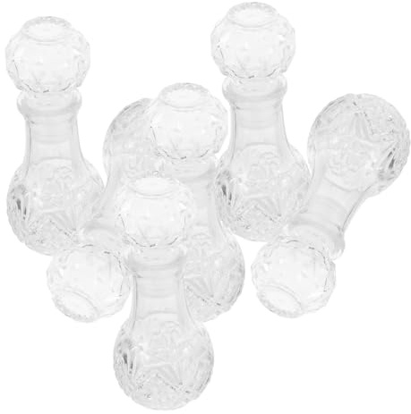 MOLUCKFU 6pcs 50ml Glass Decanter Set Whiskey and Wine Aerator Bottles Crystal Liquor Carafe with Cork Lid for Home Bar and Entertaining