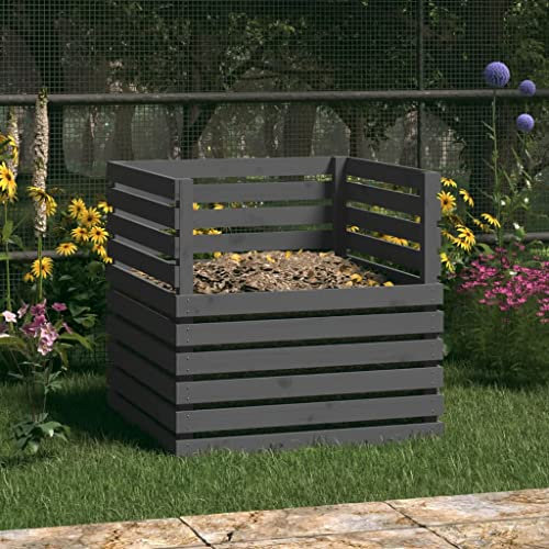 Home & Garden,Lawn & Garden,Gardening,Composting,Composters,Composter Grey 80x80x78 cm Solid Wood Pine