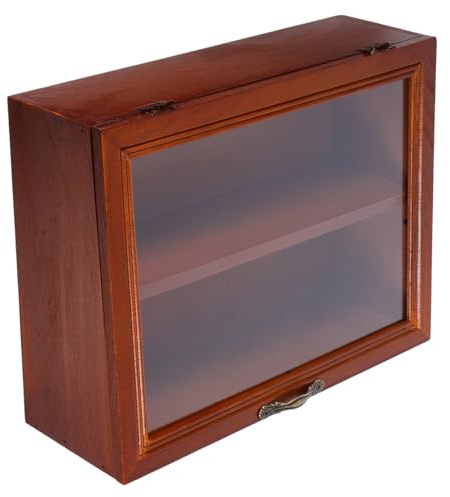 EPIGEIST Bacheca Legno Vetro Vintage in Legno Massello Porta Acrilica, Piccola Vetrinetta da Cucina per Esporre e Conservare Oggetti Design Semplice e Funzionale