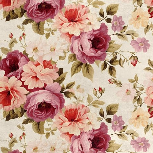 HEKO PANELS Samtstoff Meterware Royal, Blumen, 1 Meter 140 x 100 cm | Dekostoff, Möbelstoff und Polsterstoff, wasserabweisend, Velvet zum Nähen, Stoff für Polsterarbeiten, Deko und DIY-Projekte