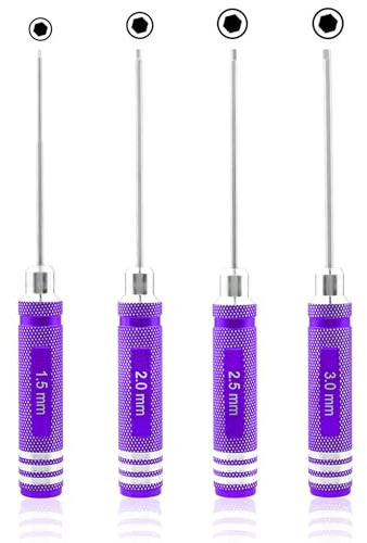 GDOOL 4 Stück Sechskant-Schraubendreher-Set, 1,5 mm, 2,0 mm, 2,5 mm, 3,0 mm, Inbusschlüssel, Schraubendreher-Set, RC-Reparaturwerkzeuge für Traxxas, RC, Auto, Drohne, Multi-Achsenhubschrauber, Arrma