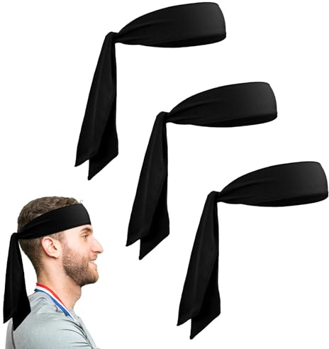 3Stück Sport Stirnband für Frauen und Männer Tennis Headband Yoga Sportlich Laufen Bandana Verstellbares Schweißband Schweißband Feuchtigkeit Wicking Haarband für Training Tennis Karate Leichtathletik