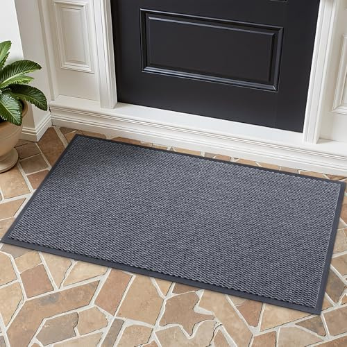 smiry Teppich Läufer für Küche, Flur & Wohnraum 60x90 cm Waschbarer Küchenteppich rutschfest Weich Vorzimmer Tepich Teppichläufer Flur Vintage küchenläufer Fußmatte Lang Flur Teppich Grau