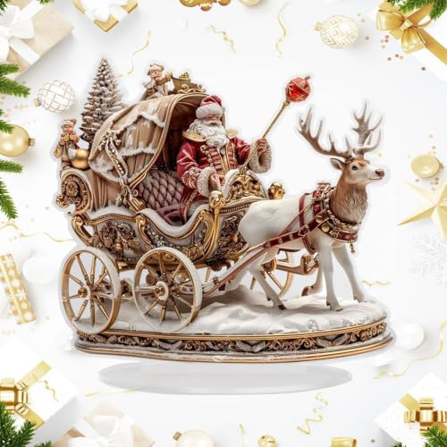 Weihnachts Tischdekoration, Flache Acryl Weihnachtsmann Und Rentier Figuren | Multifunktionale Festliche Deko Für Festtage Für Innen Außen Garten Wohnzimmer Schlafzimmer