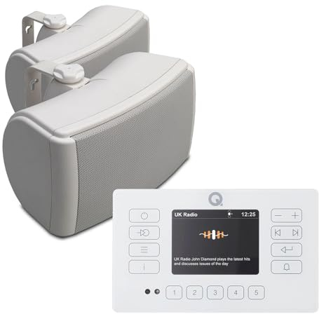 Q Acoustics White E120 Garden Speaker System with Bluetooth, DAB+ Digital Radio 2x QI45EW