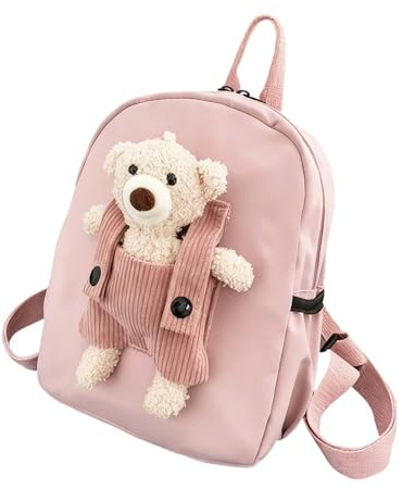 Small Pink Toddler Backpack Girls, Cute Bear School Bags for Girls Adjustable Shoulder Strap Toddler Bags, Personalised Kids Backpack Durable Kids School Bag for Outdoor Activities Travel and Schools