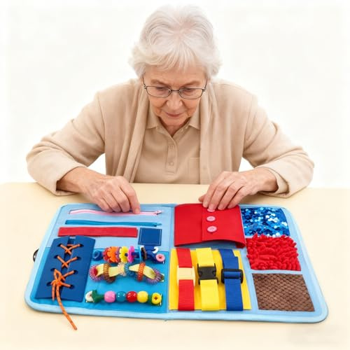 Couverture sensorielle pour adultes et personnes âgées, jouet anti-perte de mémoire, planche occupée apaisante avec activités engageantes pour la relaxation