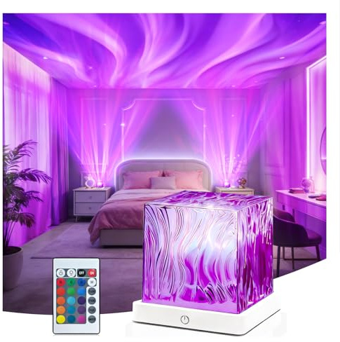 HUMIIEYE Northern Lights Projector, 1800mAh Battery Operated Aurora Night Light Cube, 16 Color, Remote Mood Lighting Galaxy Projector, Trendy Cute Stuff for Kids Teen Girls Gifts Bedroom Room Decor