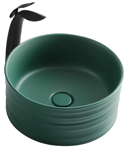 Lavabo da Bagno in Ceramica Satinata, Superficie Esterna Texturizzata, Lavabo Cotto ad alta Temperatura, Coperchio di Scarico a Scomparsa, ideale per Mobile Bagno e Toilette