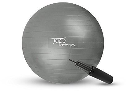 Tapefactory24 Gymnastikball inkl. Pumpe (Gewählte Variante: Grau, 65cm) - Hochwertiger Sitz- und Fitnessball von 55 cm bis 85 cm Durchmesser Größen erhältlich