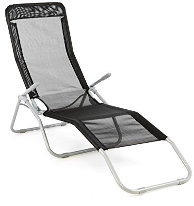 Gartenliege Bäderliege 160 x 48,5 x 100 cm Textilene blau 5kg Armlehne Stahlrahmen Relaxliege klappbar Kippliege bis 100 kg belastbar wetterfest pflegeleicht Farbe wählbar grau