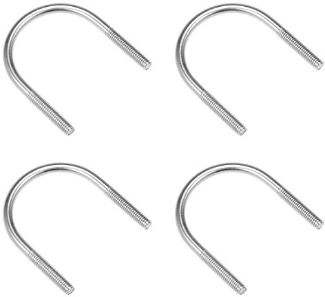 sourcing map 4 Stück Bügelschraube Bügelbolzen M6 304 Edelstahl U-Schraube Befestigungselemente für 51mm Rohrdurchmesser