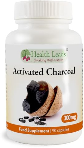 Health Leads Activated Charcoal 300mg | Coconut Shell | 90 Caps | EU-approved claim: reduces excessive flatulence. Coconut-derived, steam-activated. Vegan.