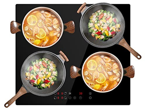 59cm Ceramic Hob in Black - Digital Touch Controls - 4 Cooking Zones (watts, 6000)