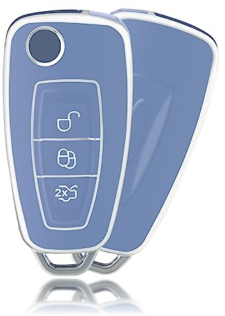OFFCURVE Etui a Cle Voiture Coque Clé, Étui à Clés Couvre Clef Cache Clef Apte à Mondeo Fusion Fiesta Kuga Ecosport Focus Escort Galaxy Transit Ranger Tourneo Custom Bantam Escape St RS B-Max MK3