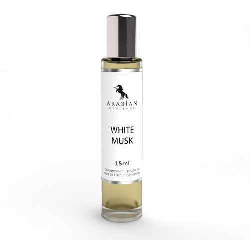 Arabian Opulence FR297 White MUSK - Olio profumato roll-on per il corpo, fragranza concentrata, profumo a base di olio da donna, flacone da viaggio senza alcool (15 ml)