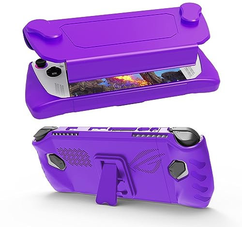 BeisDirect ROG ALLY Schutzhülle für ASUS ROG ALLY Gaming-Handheld-Schutzhülle, stoßfestes TPU + Polycarbonat, Schutzhülle für ROG ALLY Konsolen mit Standfuß, ROG ALLY Zubehör (lila)