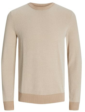 JACK & JONES Jjeglobe Knit Crew Neck Noos Jersey de Punto para Hombre, Avena, L