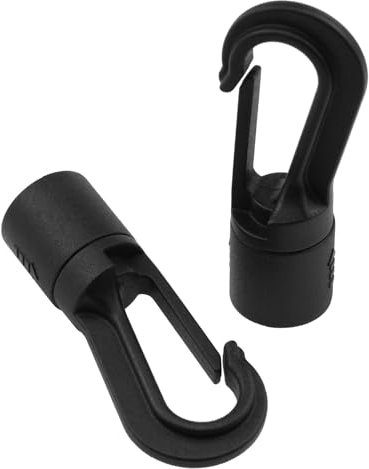 Dsjnf Gancio ammortizzante per corda da 1/4 a 5/16 in plastica nera, gancio elastico in plastica, gancio a scatto per kayak, corda elastica - 24 pezzi