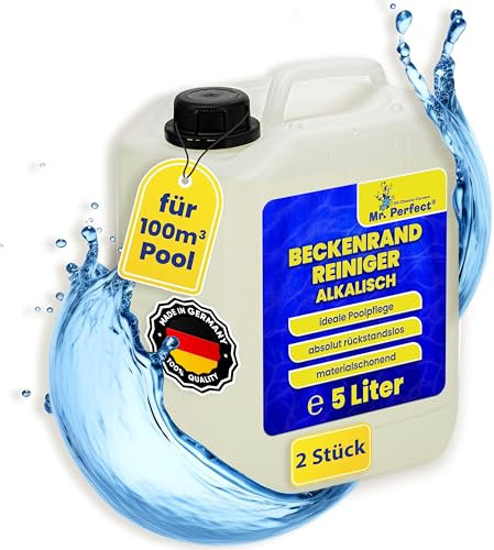 Mr. Perfect Nettoyant alcalin très efficace pour bords de piscine 2 x 5 l | Nettoyeur de bord de piscine pour piscines en film | Nettoyant efficace pour piscine | Nettoyeur de bord de piscine pour