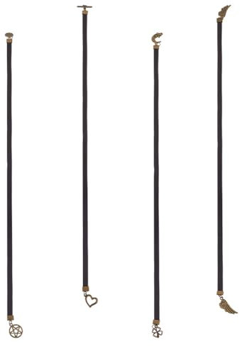 DELORIGIN 4 Stile Lederband Lesezeichen 4 Stück Lesezeichen Mit Flügeln Aus Rindsleder Vintage Lesezeichen Mit Anhänger Geschenke für Schüler von Lehrern Geburtstagsgeschenke Buchliebhaber 45cm