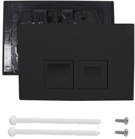 Pour plaque de déclenchement Geberit Delta50, plaque de commande en plastique pour réservoir de chasse d'eau à 2 débits, double plaque d'actionnement, actionnement par l'avant 24,6 cm x 16,4 cm (noir