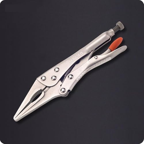 Long Nose Locking Pliers, 23 cm, Steel Construction with Wire Cutter, Quick Release Handle