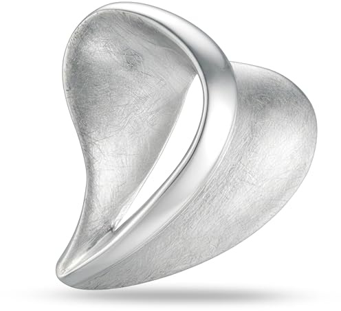 Herzanhänger 925 Sterling Silber, gebürstet & glänzend für Damen, AAHG-EZ | Großes Herzmotiv, nickelfrei, antiallergisch, vielseitig kombinierbar, designed in Deutschland