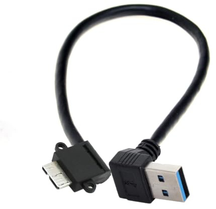 JSER Cavo adattatore da USB 3.0 maschio ad angolo di 90 gradi verso l'alto a micro connettore maschio a 10 pin ad angolo retto, lunghezza 20 cm, per cellulari e dischi rigidi SSD.