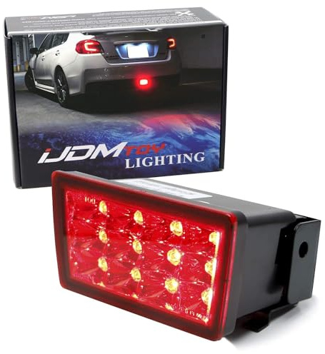 iJDMTOY Red Lens Race Car Style Full LED Rear Fog Light Kit Compatible With 2011-2021 and 2022-up Subaru Impreza/WRX STi or XV Crosstrek with Tail Running and Strobe Flashing Brake Feature
