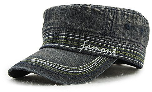 Roffatide Unisex Baumwolle Flat Top Peaked Baseball Cap Armee Militär Corps Hut Kappe Visier Schwarz