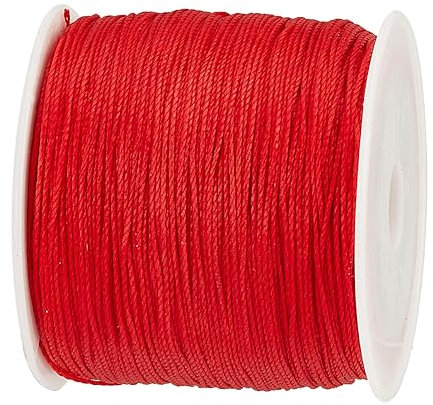 PH PandaHall 0.5mm Red Waxed Cord,116 Yards Round Waxed Polyester Cord Twine Thread Beading String Spool for Bracelet Necklace Rope Jewelry Making Braiding Macrame Chrismas Decor