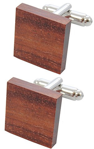 Manschettenknöpfe Herren Braun Holz - Mit Box - Klassische Holzfliese - Langlebiges Messing - Braune Farbe - Quadratisch - Tischler Zimmermann DIY - Ein Paar